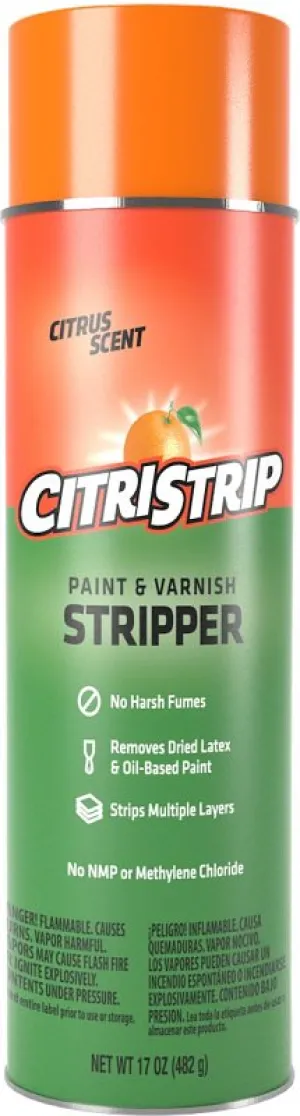 Citristrip ECSG807 Paint and Varnish Stripper, Gel, Orange, 17 oz, Aerosol Can :CAN: QUANTITY: 1