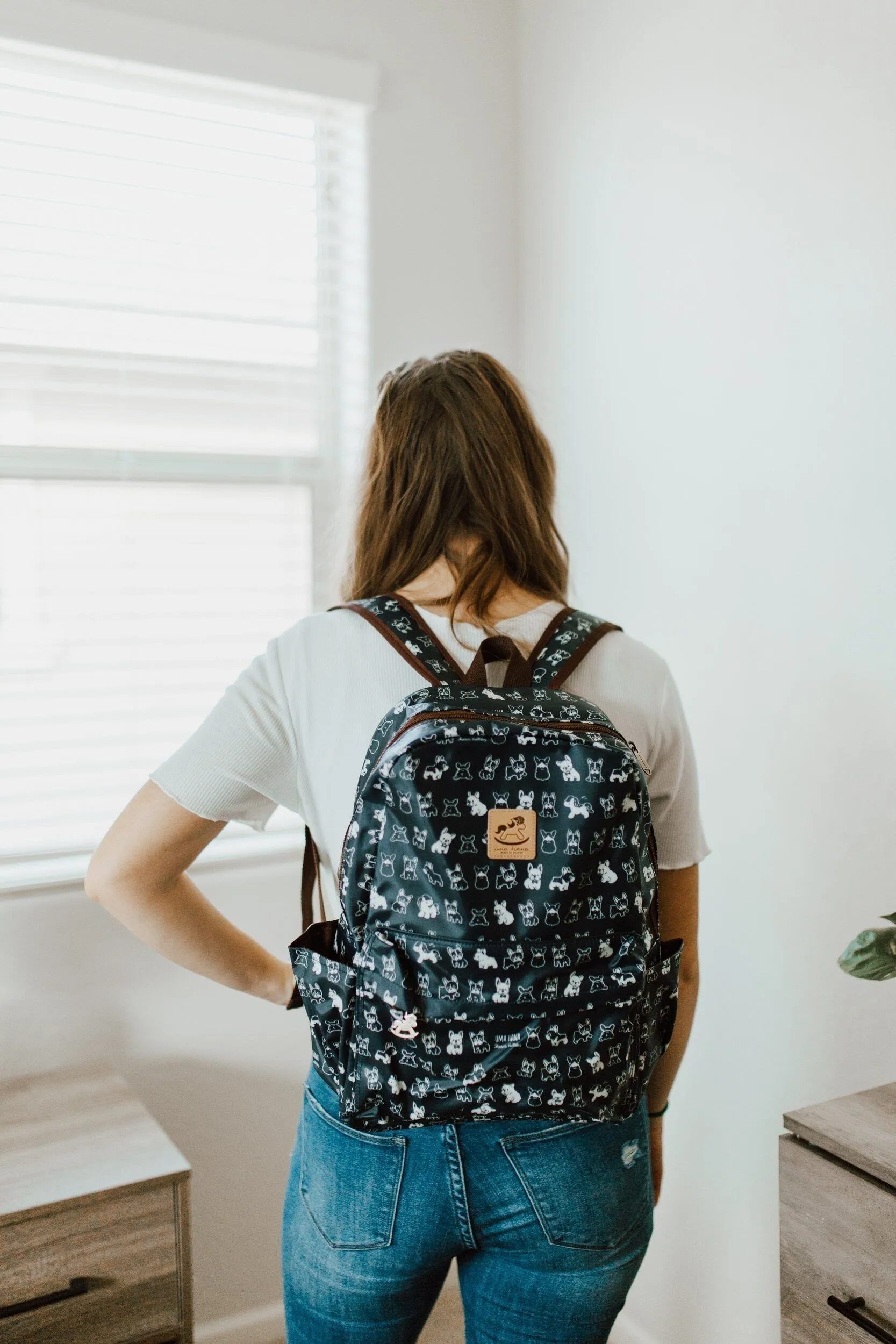Coral Meow Cat Large Backpack