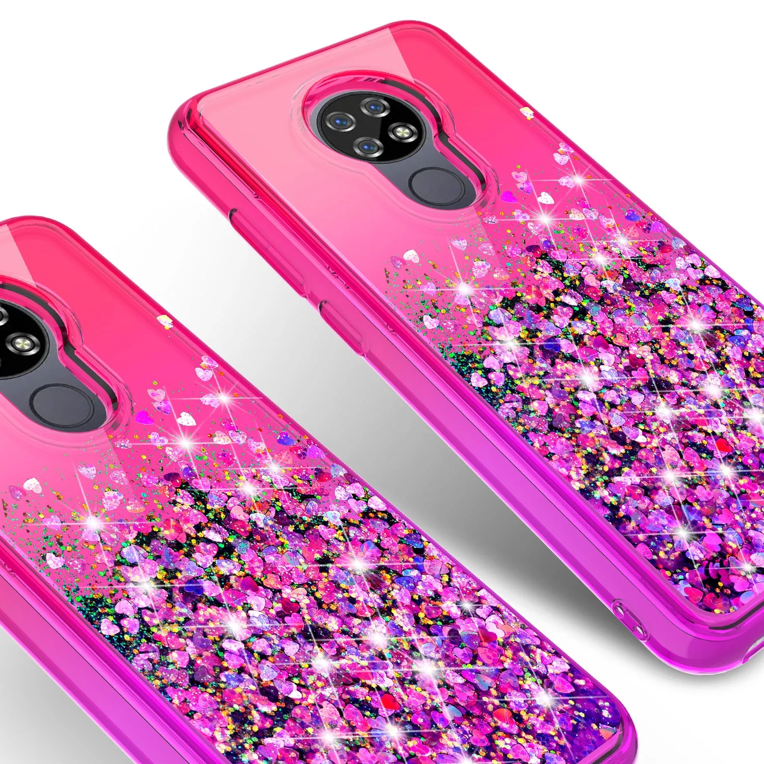 Cricket Ovation/AT&T Radiant Max Case Liquid Glitter Phone Case Waterfall Floating Quicksand Bling Sparkle Cute Protective Girls Women Cover for Cricket Ovation/AT&T Radiant Max w/ Tempered Glass - (Hot Pink/Purple Gradient)