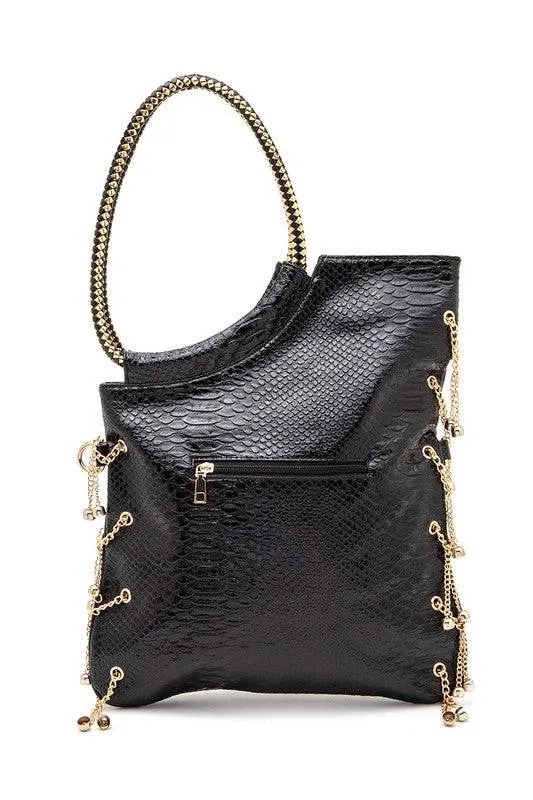 Crystal Embellished Convertible Handle Bag