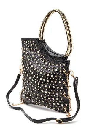 Crystal Embellished Convertible Handle Bag