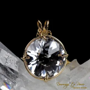 Danburite Radiant Heart Crystal Pendant 14k