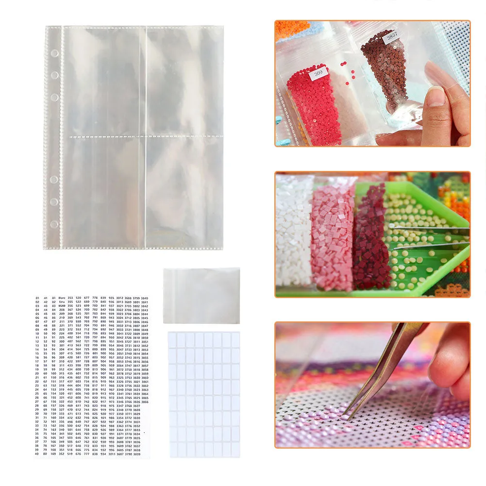 Diamond Painting Storage Book Clear Loose Leaf Self Sealing Plastic Bags