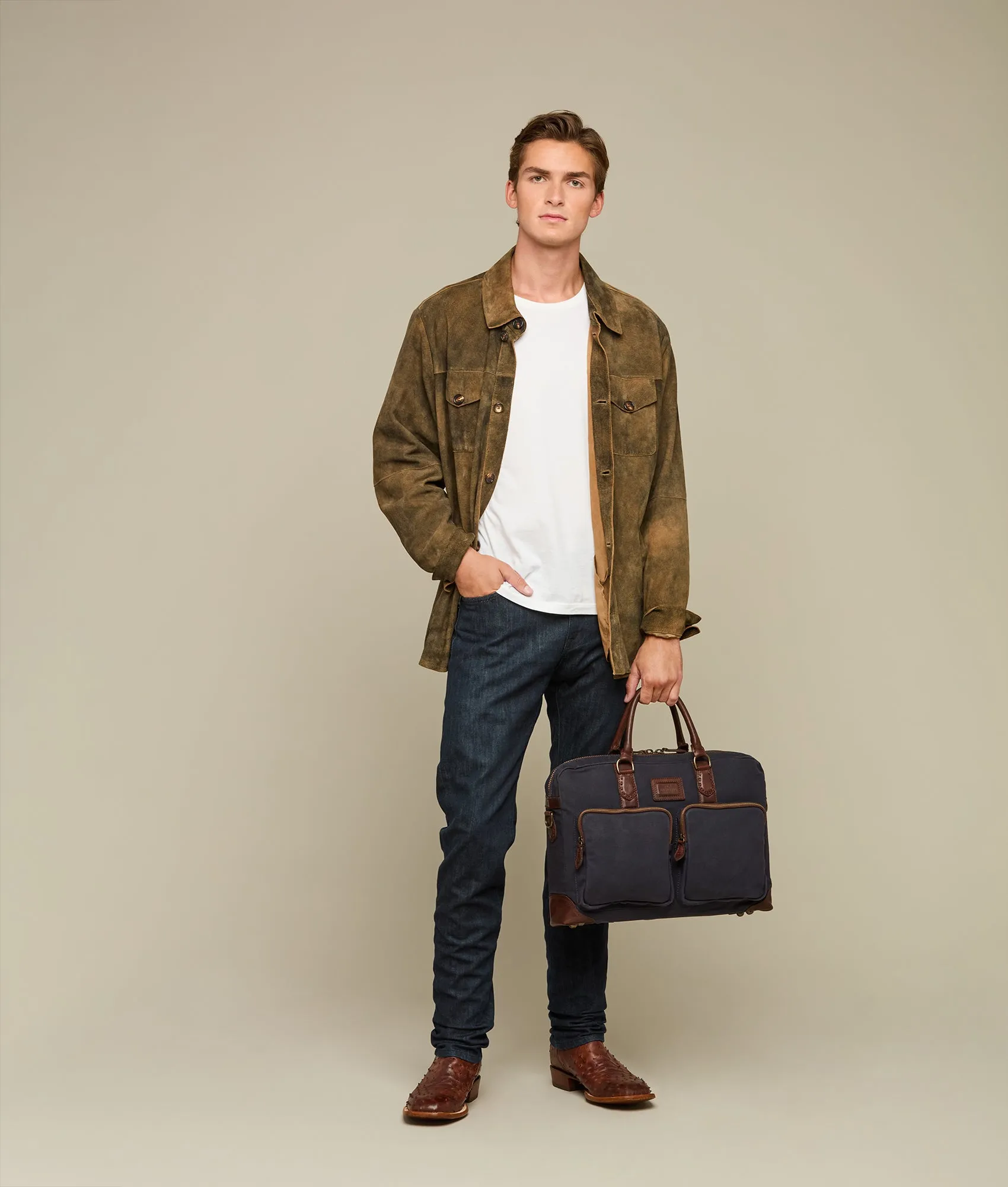 Everyday Waxed Canvas Briefcase :: Navy