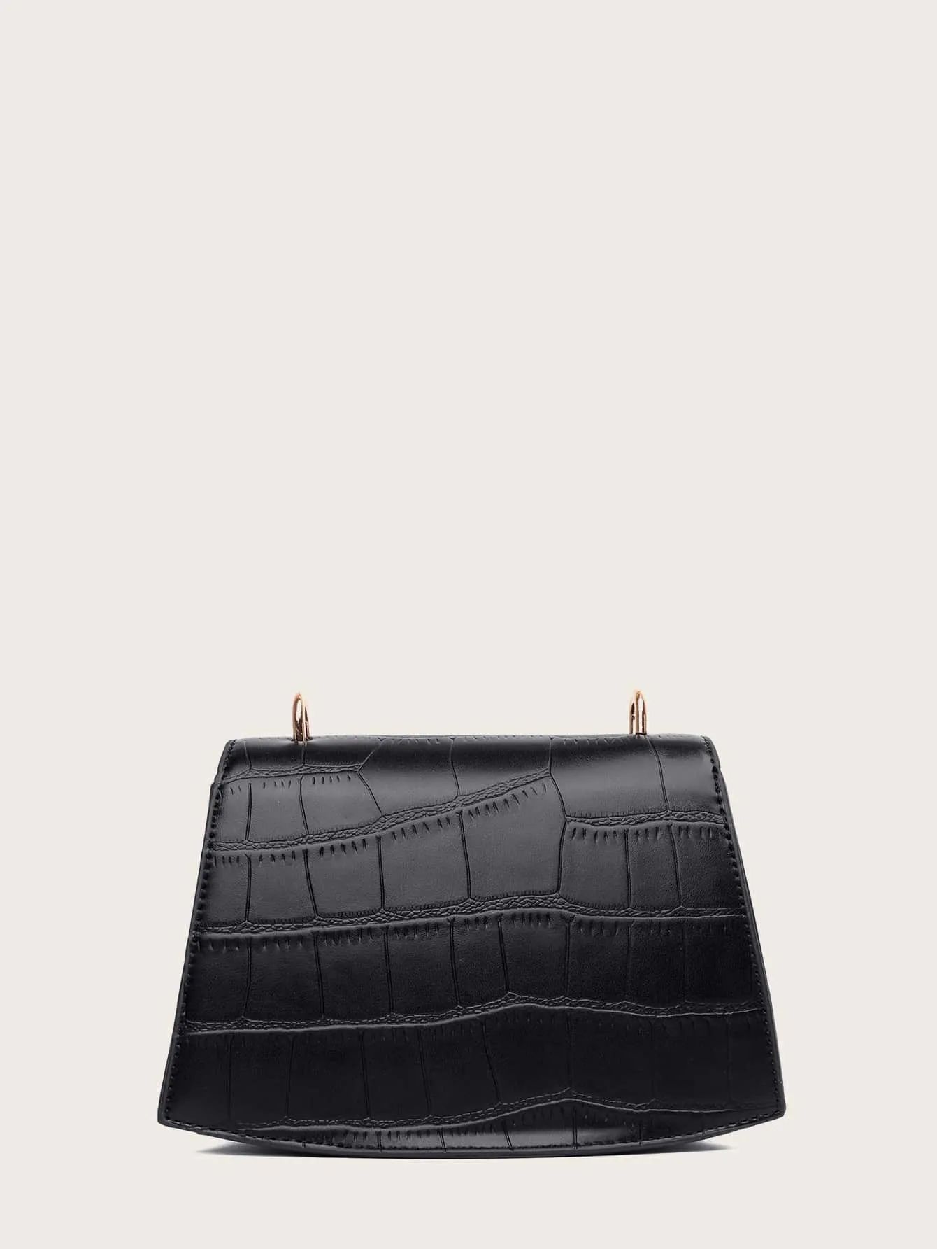 Faux Pearl Decor Croc Embossed Shoulder Bag