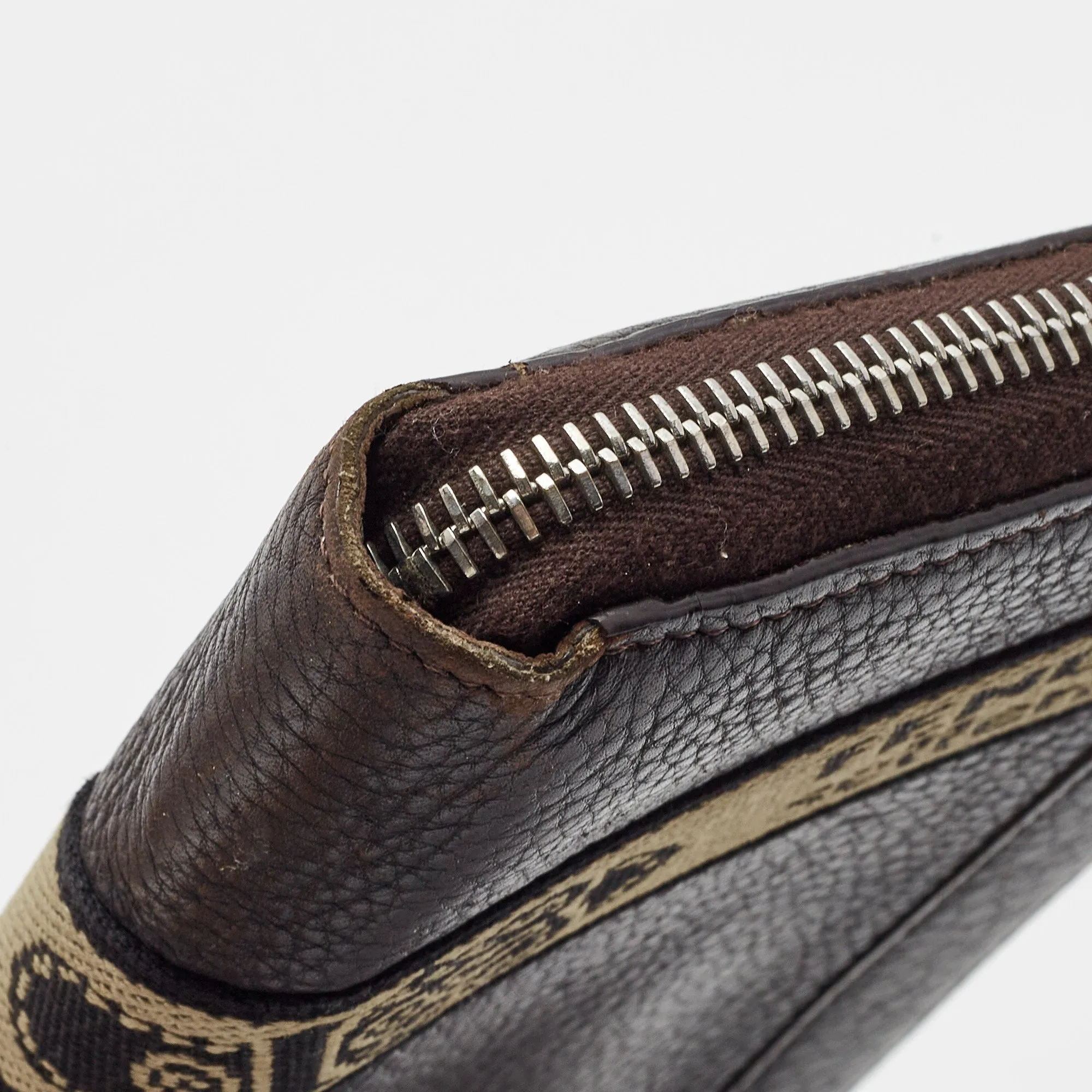 Fendi Black Sellieria Leather Logo Zip Around Continental Wallet
