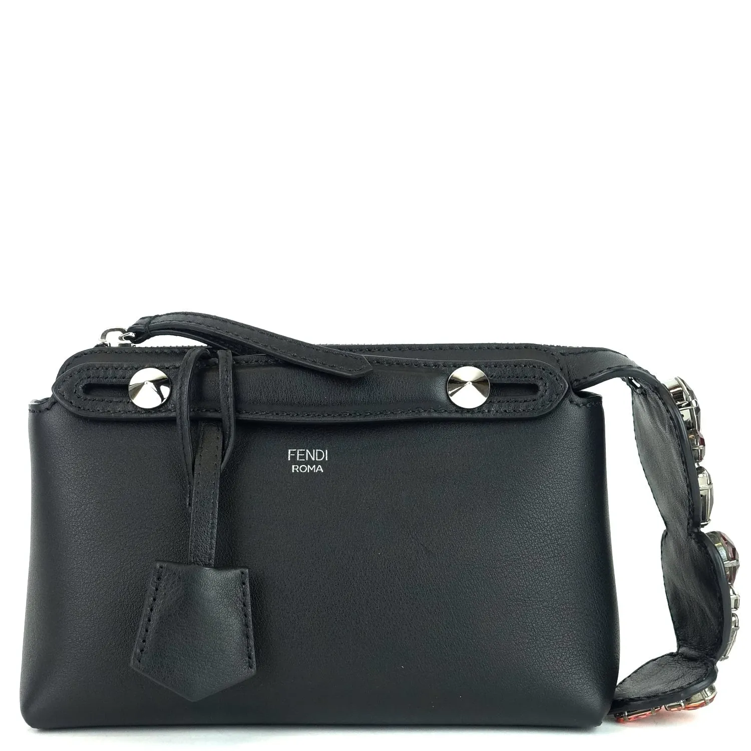 Fendi By The Way Calf Leather Mini Crystal Heart Bag