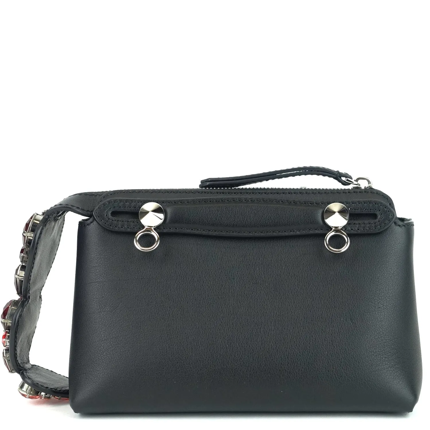 Fendi By The Way Calf Leather Mini Crystal Heart Bag