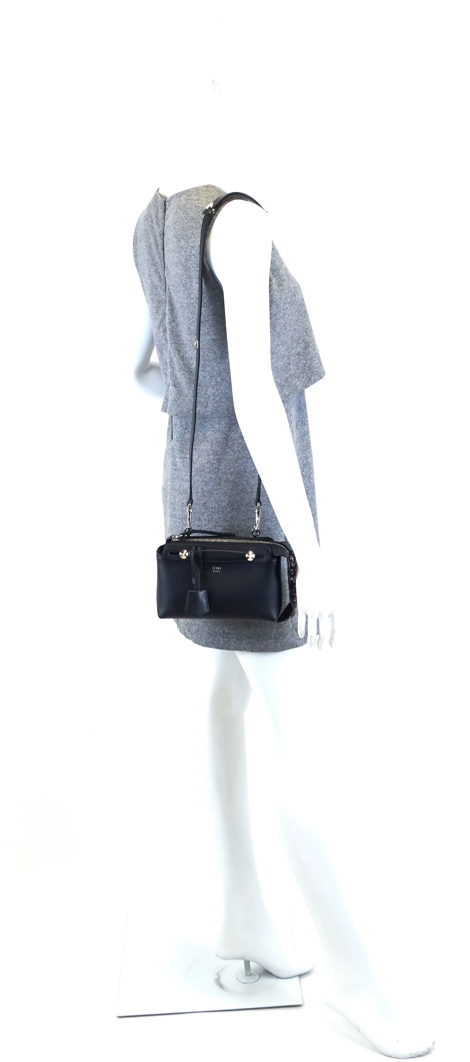 Fendi By The Way Calf Leather Mini Crystal Heart Bag