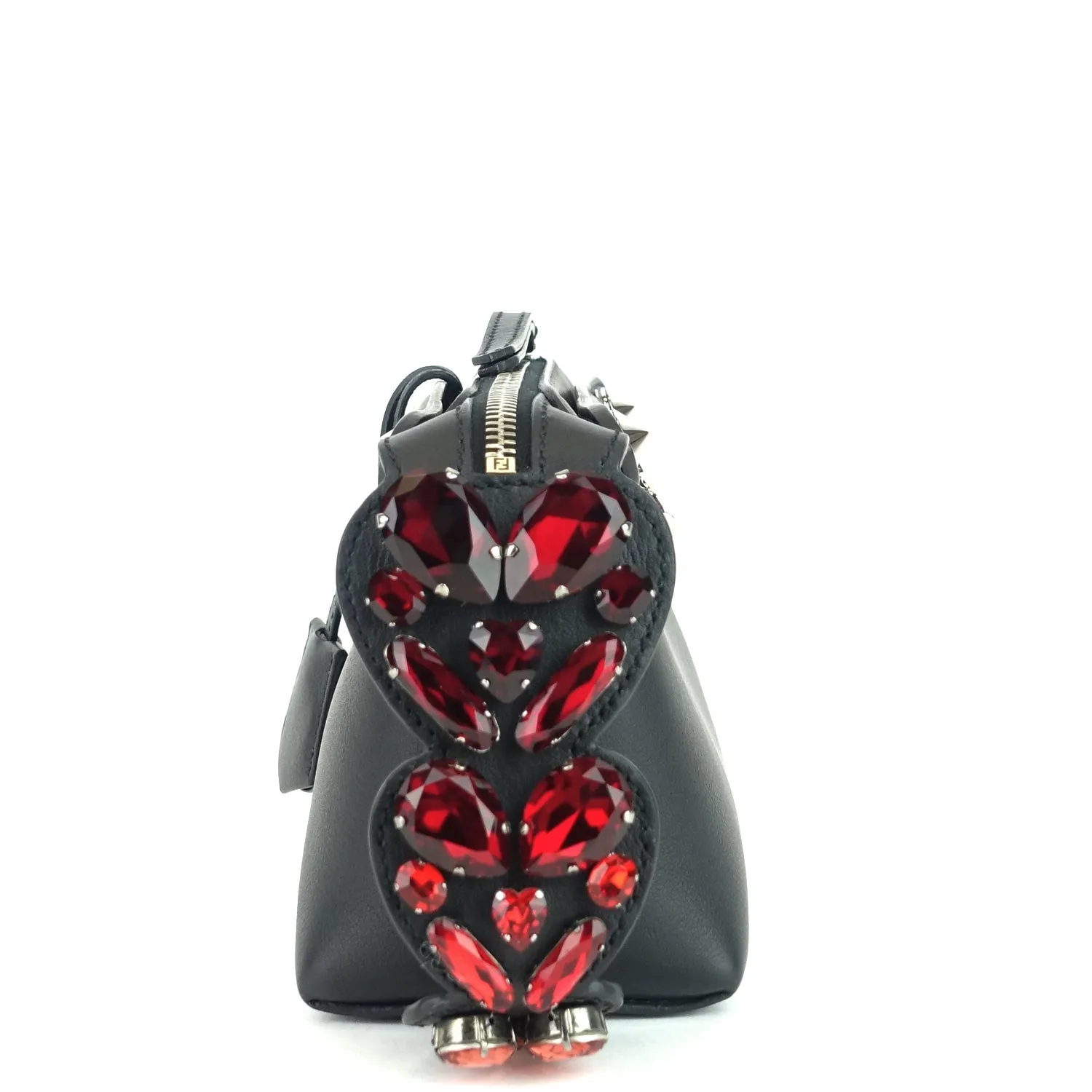 Fendi By The Way Calf Leather Mini Crystal Heart Bag