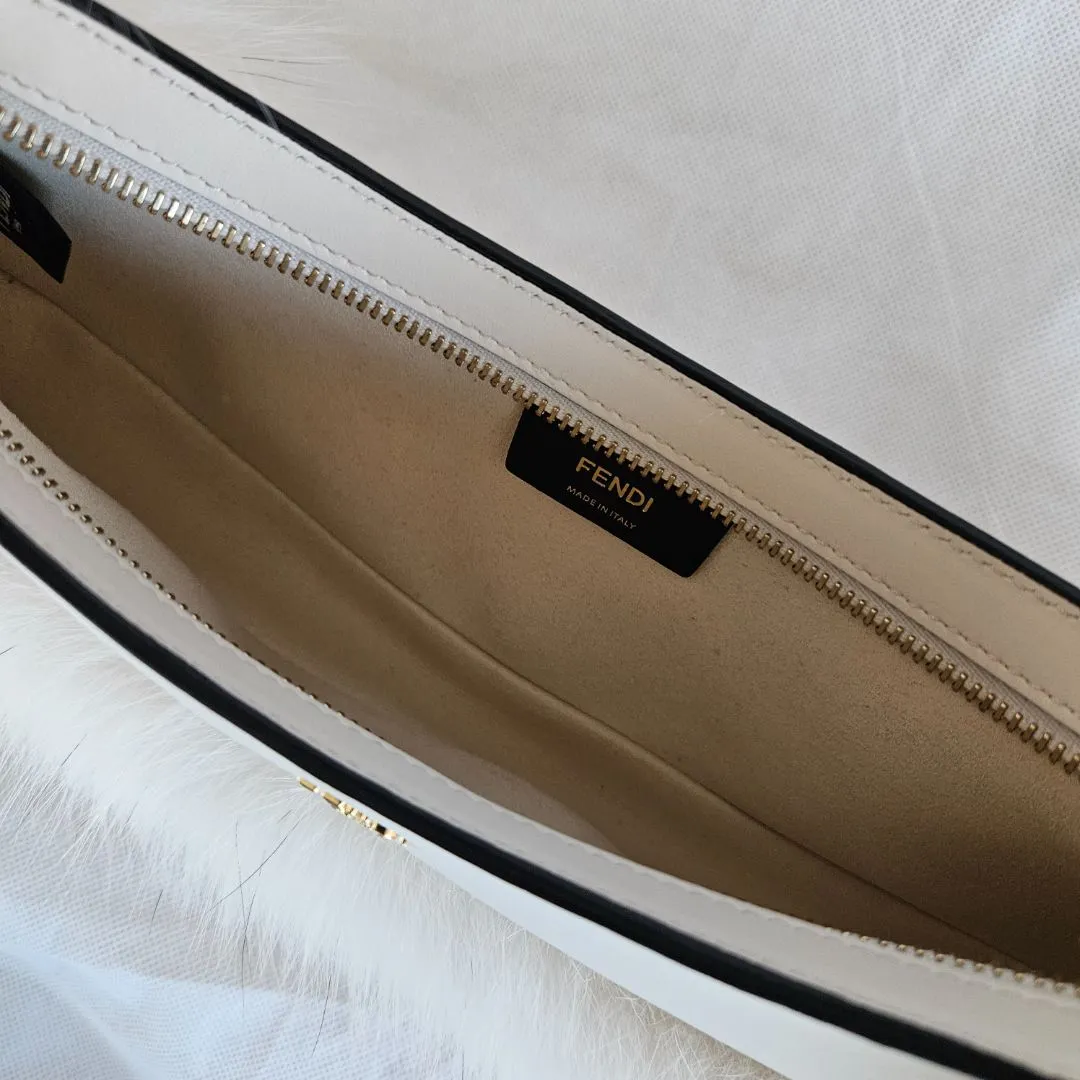Fendi O'Lock Swing Fox Fur Lined Shoulder Bag