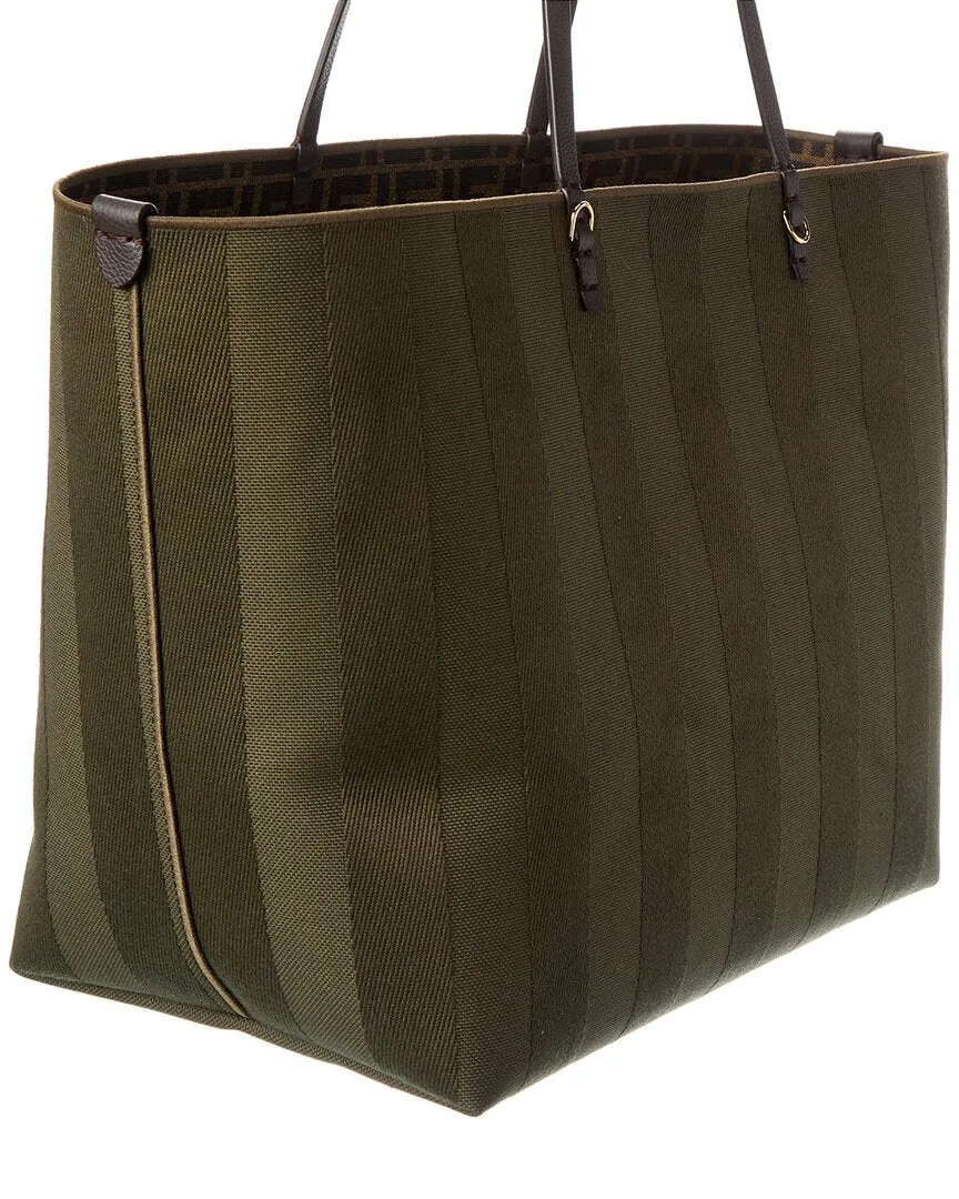 FENDI Roll Large Canvas & Leather Tote