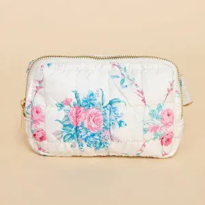 Floral White Puffer Belt Bag