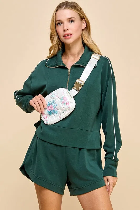 Floral White Puffer Belt Bag
