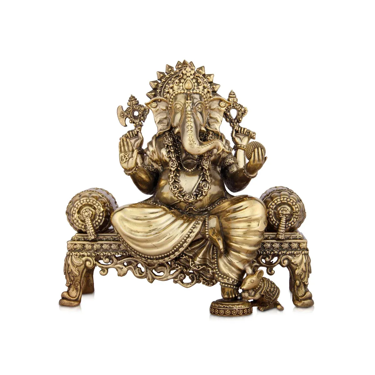 Ganesh Murti - 5.5 x 5.5 Inches | Brass Idol/ Vinayaka Idol for Pooja/ 875 Gms Approx