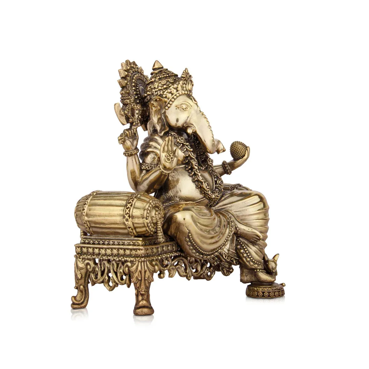 Ganesh Murti - 5.5 x 5.5 Inches | Brass Idol/ Vinayaka Idol for Pooja/ 875 Gms Approx
