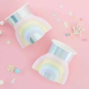 Ginger Ray Pastel Party Rainbow Cups - 8 Pkt