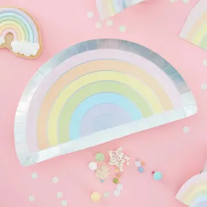Ginger Ray Pastel Party Rainbow Plates - 8 Pkt