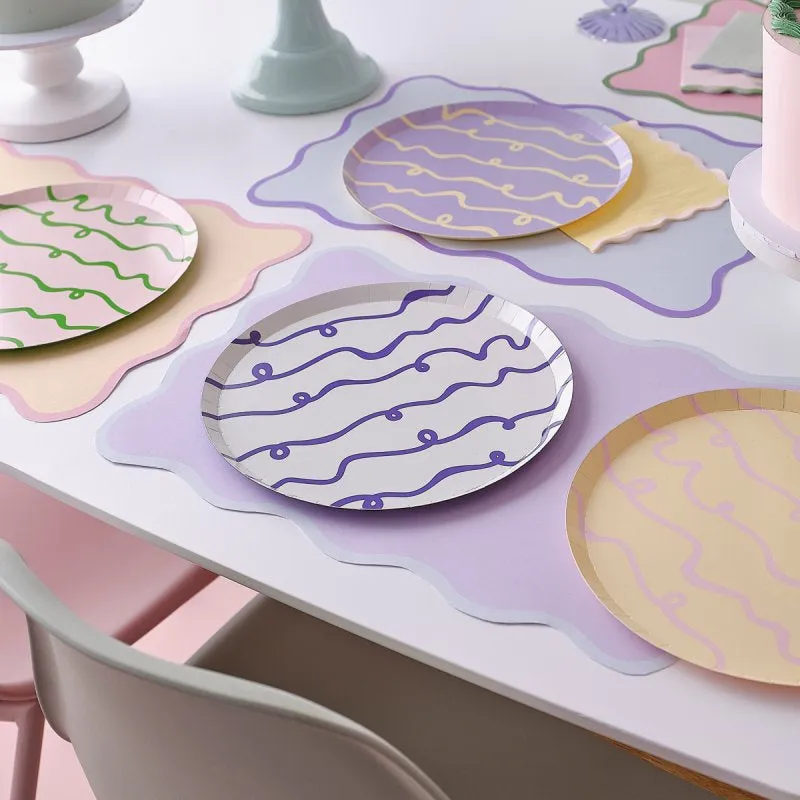Ginger Ray Wavy Pastel Plates - 8 Pkt