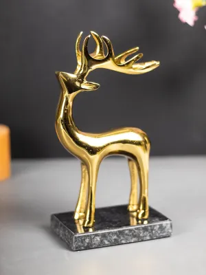 Gold Aluminium Reindeer Figurine