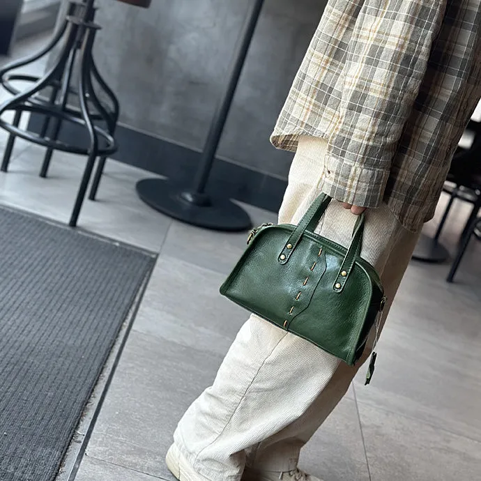 Green Leather Crossbody Purse Small Over The Shoulder Purse