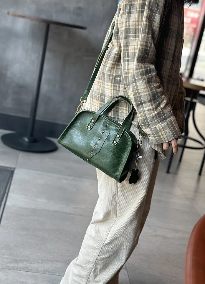Green Leather Crossbody Purse Small Over The Shoulder Purse