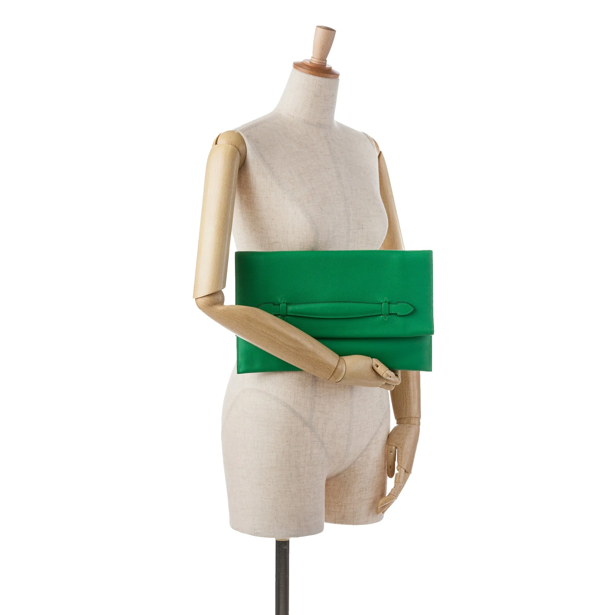 Hermès Evercolor Pliplat Clutch Green