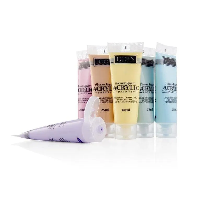 Icon Set 6 x 75ml Acrylic Paints - Pastel