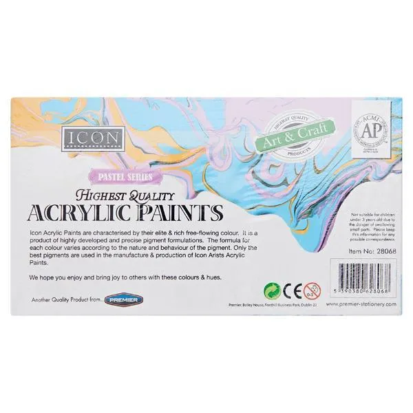 Icon Set 6 x 75ml Acrylic Paints - Pastel