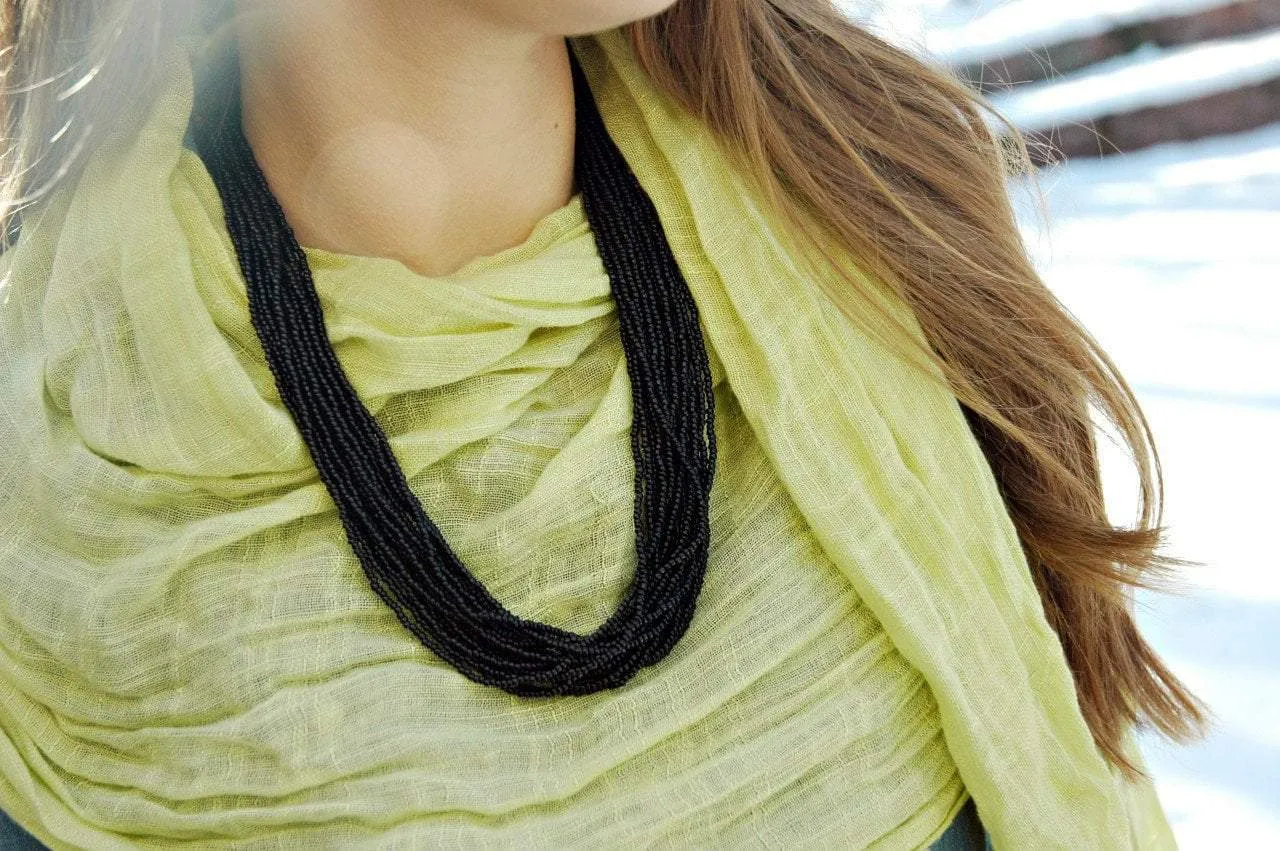 Intricately Beaded Ebony Necklace