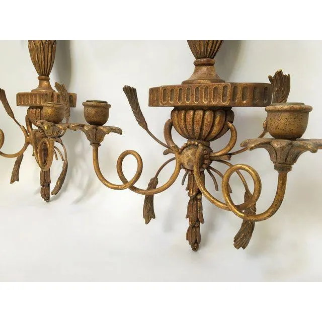 Italian Gilt Hand-Carved Wall Sconces - Pair