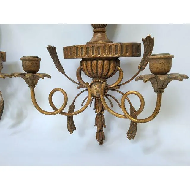 Italian Gilt Hand-Carved Wall Sconces - Pair