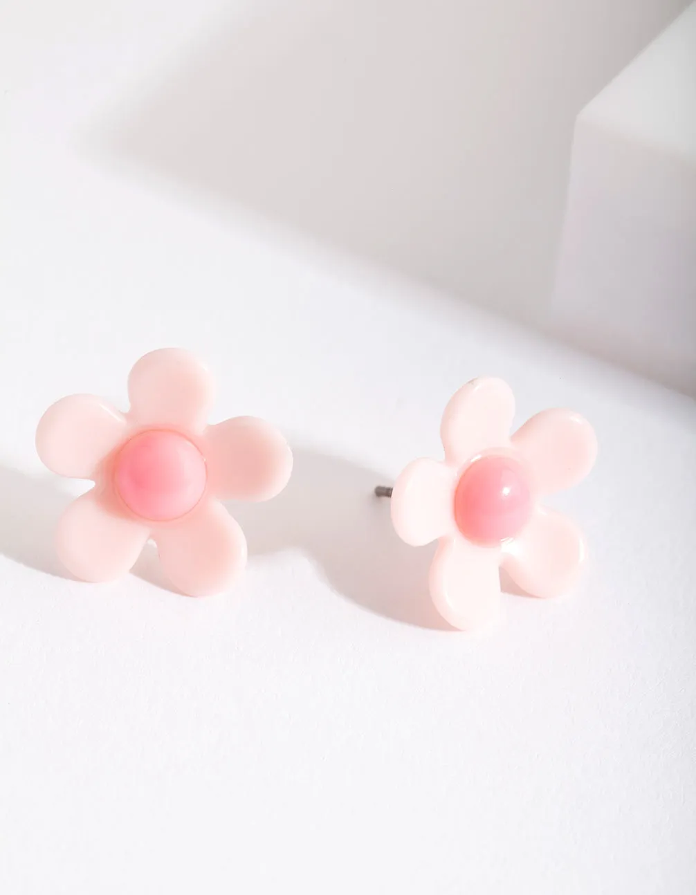 Kids Pink Pastel Daisy Earrings