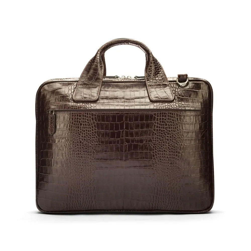 Kingston Leather 13” Laptop Briefcase - Brown Croc