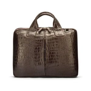 Kingston Leather 13” Laptop Briefcase - Brown Croc