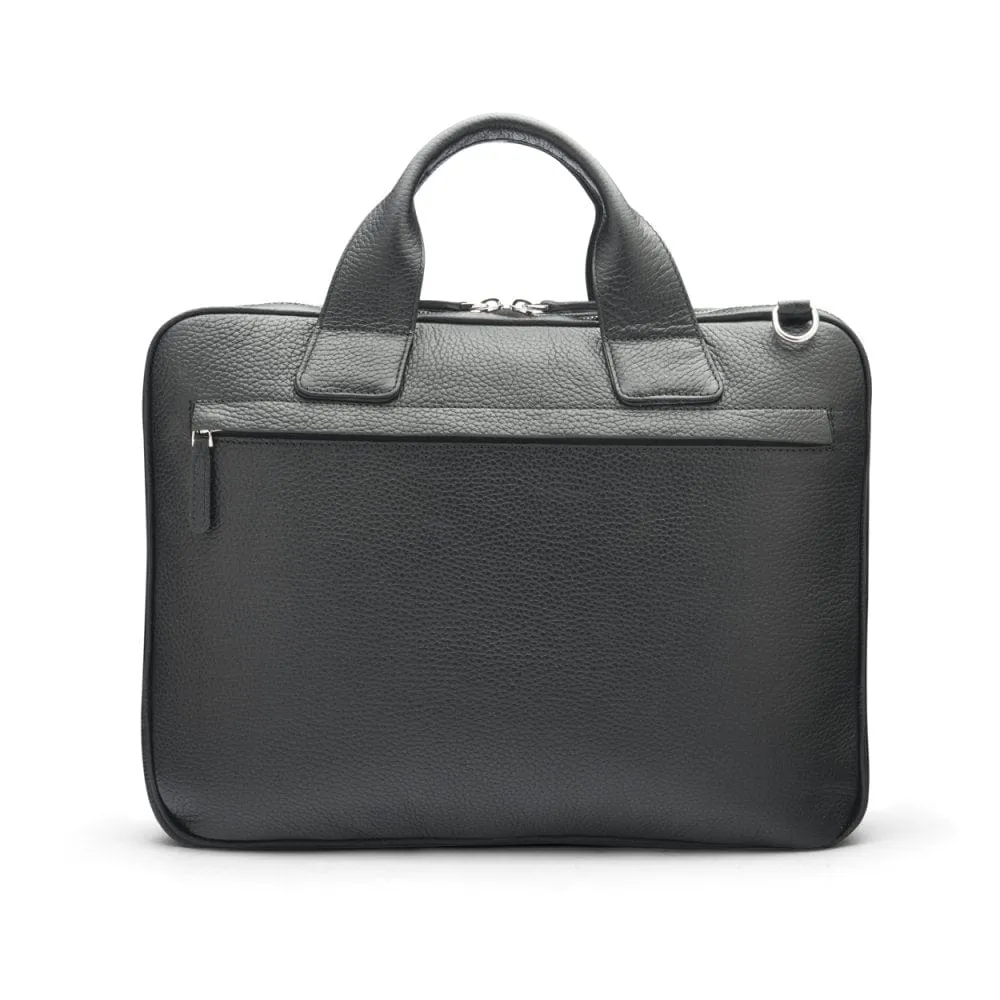 Kingston Leather 13" Laptop Briefcase - Black With Silver