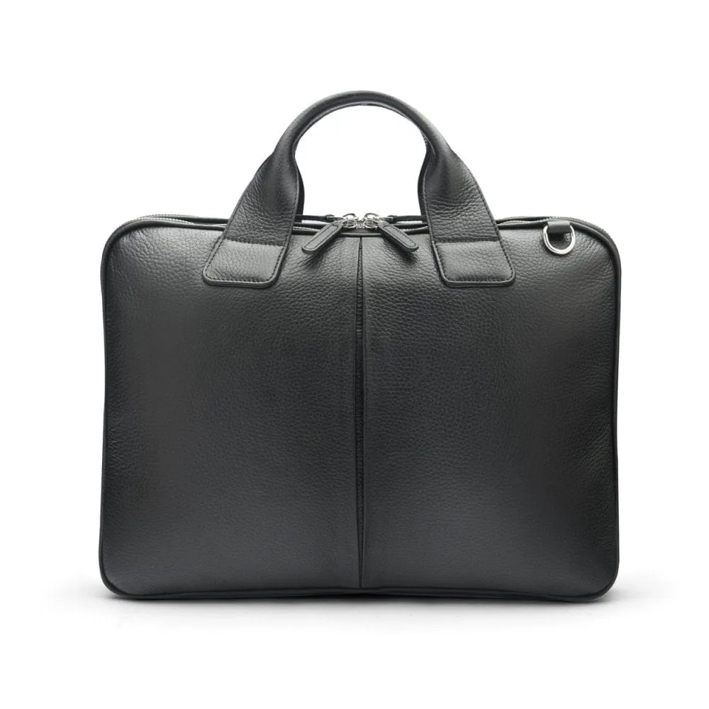 Kingston Leather 13" Laptop Briefcase - Black With Silver