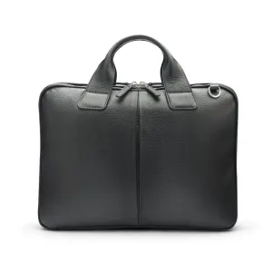 Kingston Leather 13" Laptop Briefcase - Black With Silver
