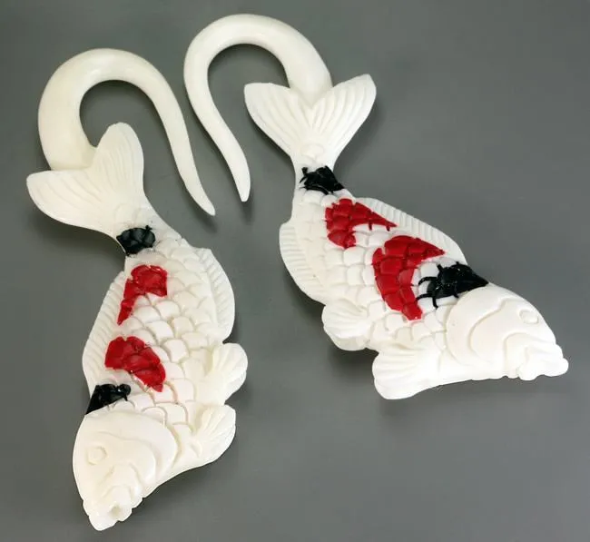 KOI FISH Hanger Carved from Bone - 1.5mm - 8mm - Price Per 1