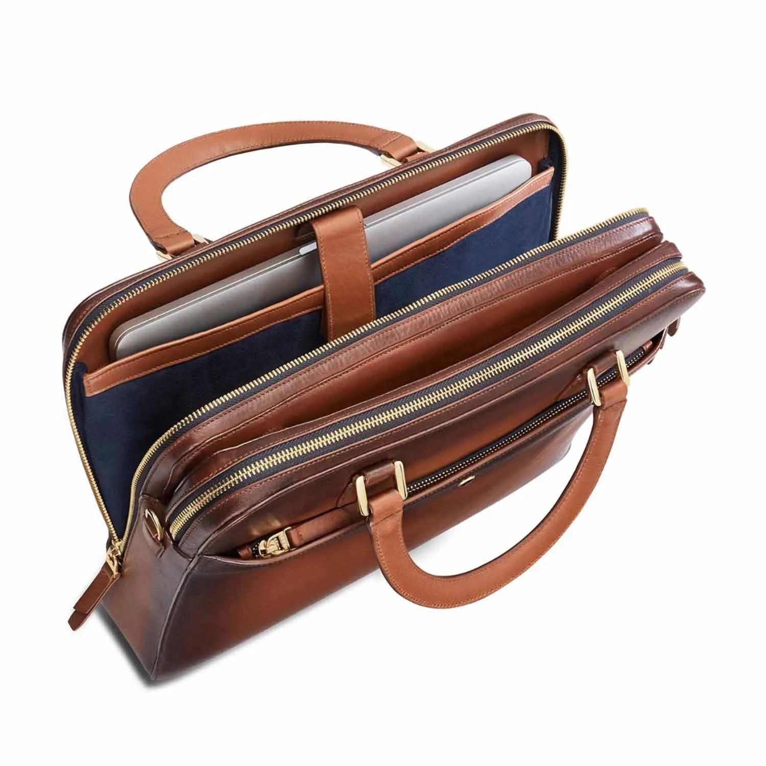Lapis Bard Ducorium Chester 14inch Slim Laptop Business Bag - Cognac