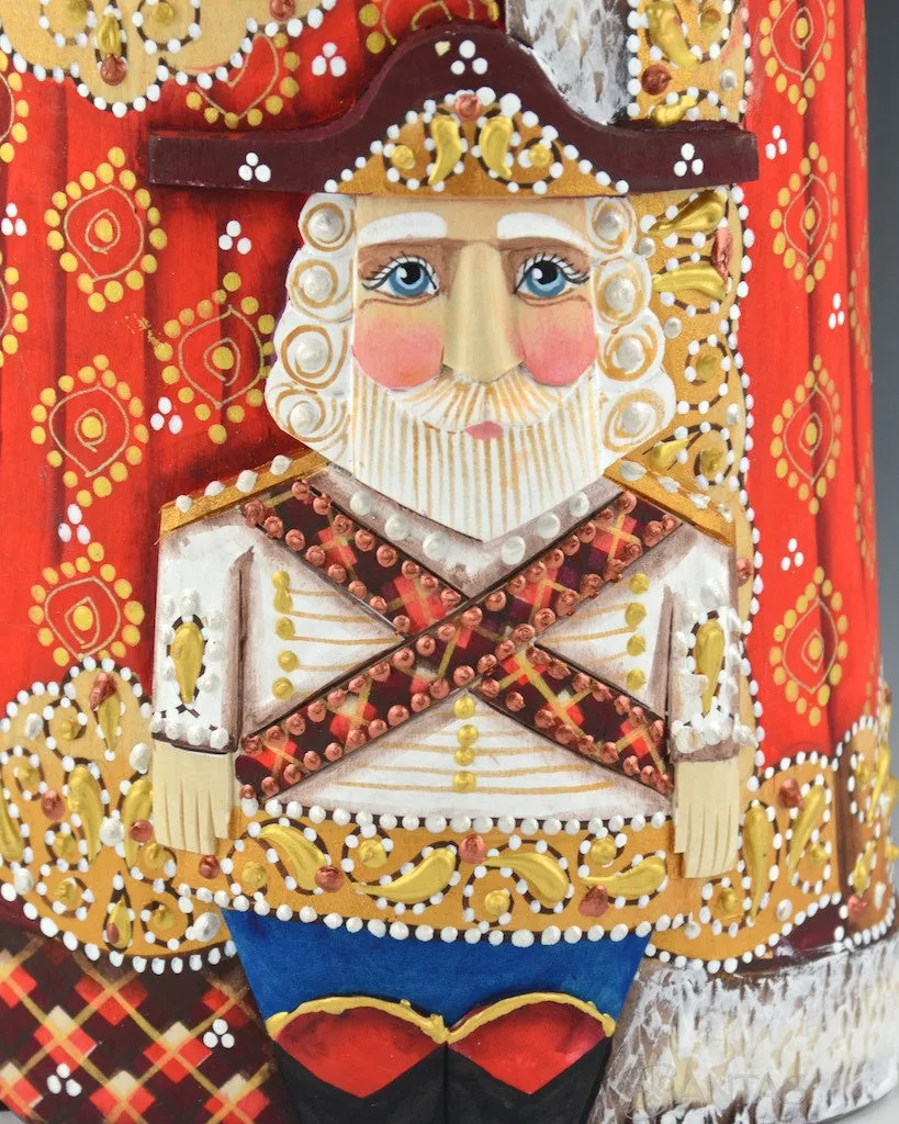 Large and Ornate Red Russian Santa with Nutcracker