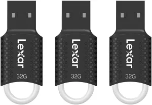Lexar JumpDrive V40 32GB USB 2.0 Flash Drive, 3-Pack Black