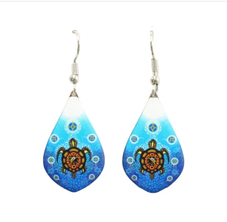 Medicine Turtle Dangle Earrings artwork by  Native Artist James Jacko