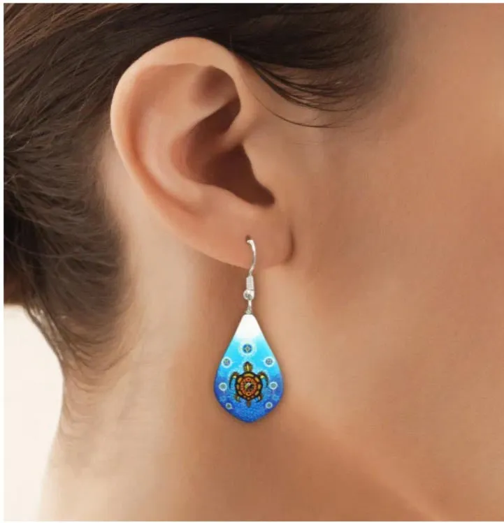 Medicine Turtle Dangle Earrings artwork by  Native Artist James Jacko
