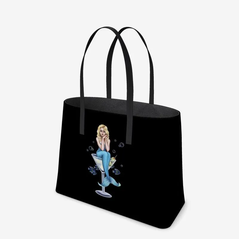 Mermaid Martini I Leather Tote