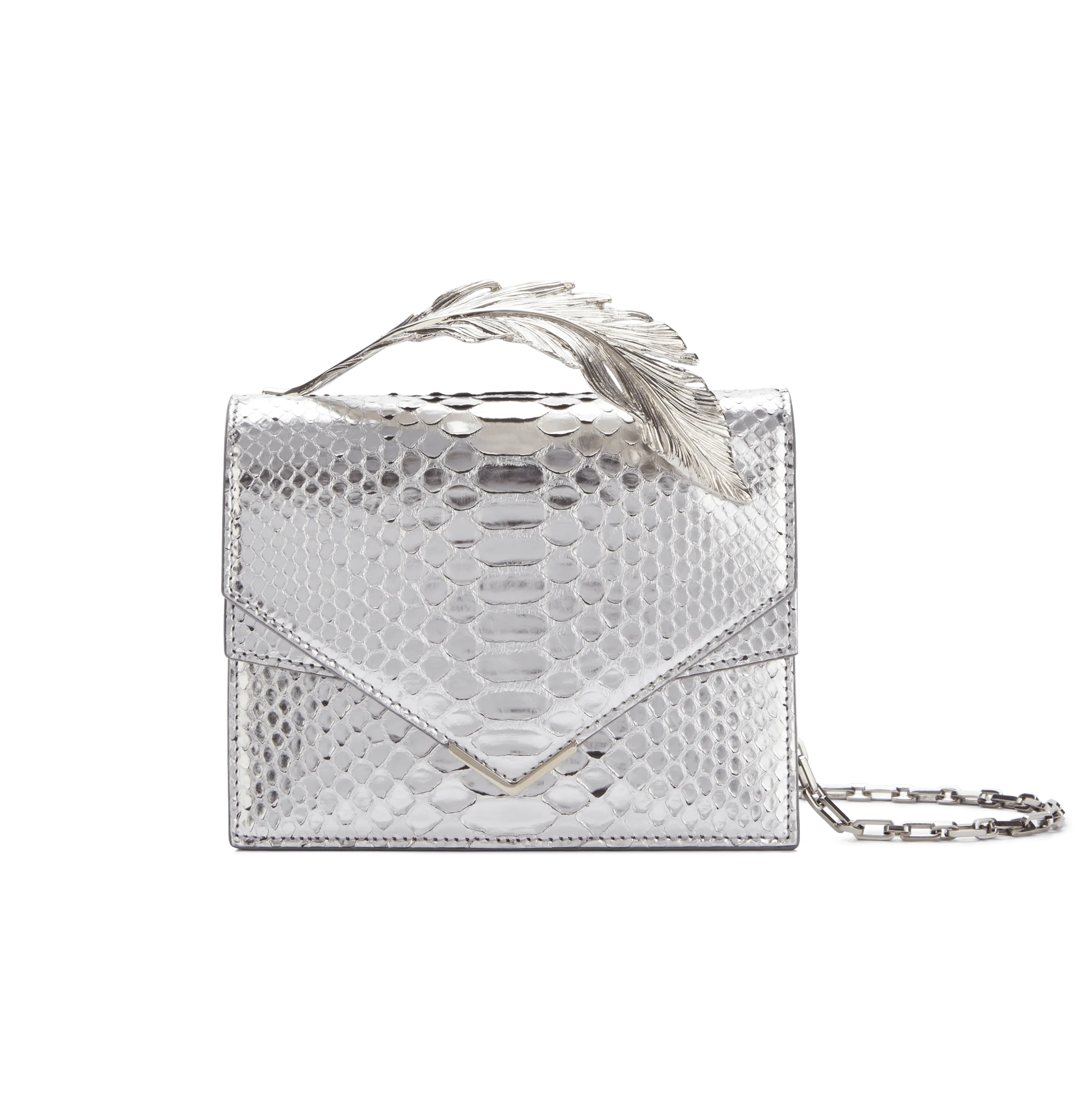 Metallic Silver Python Alina Clutch