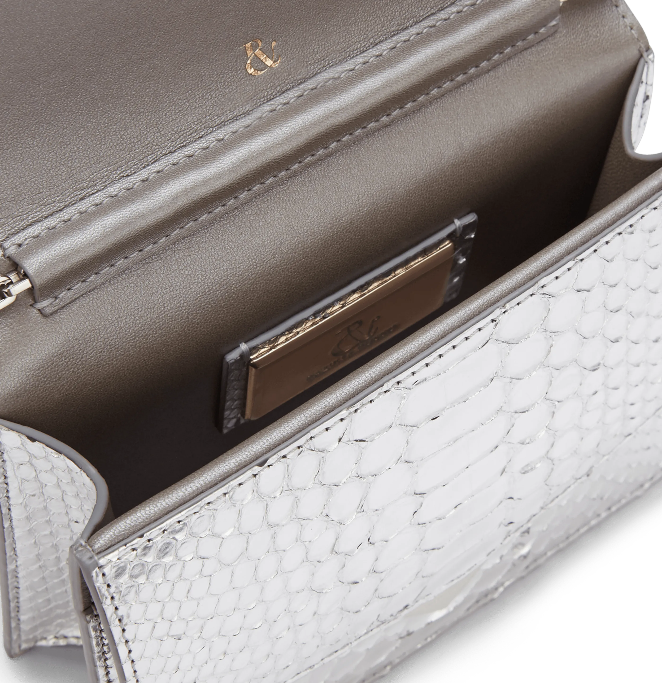 Metallic Silver Python Alina Clutch