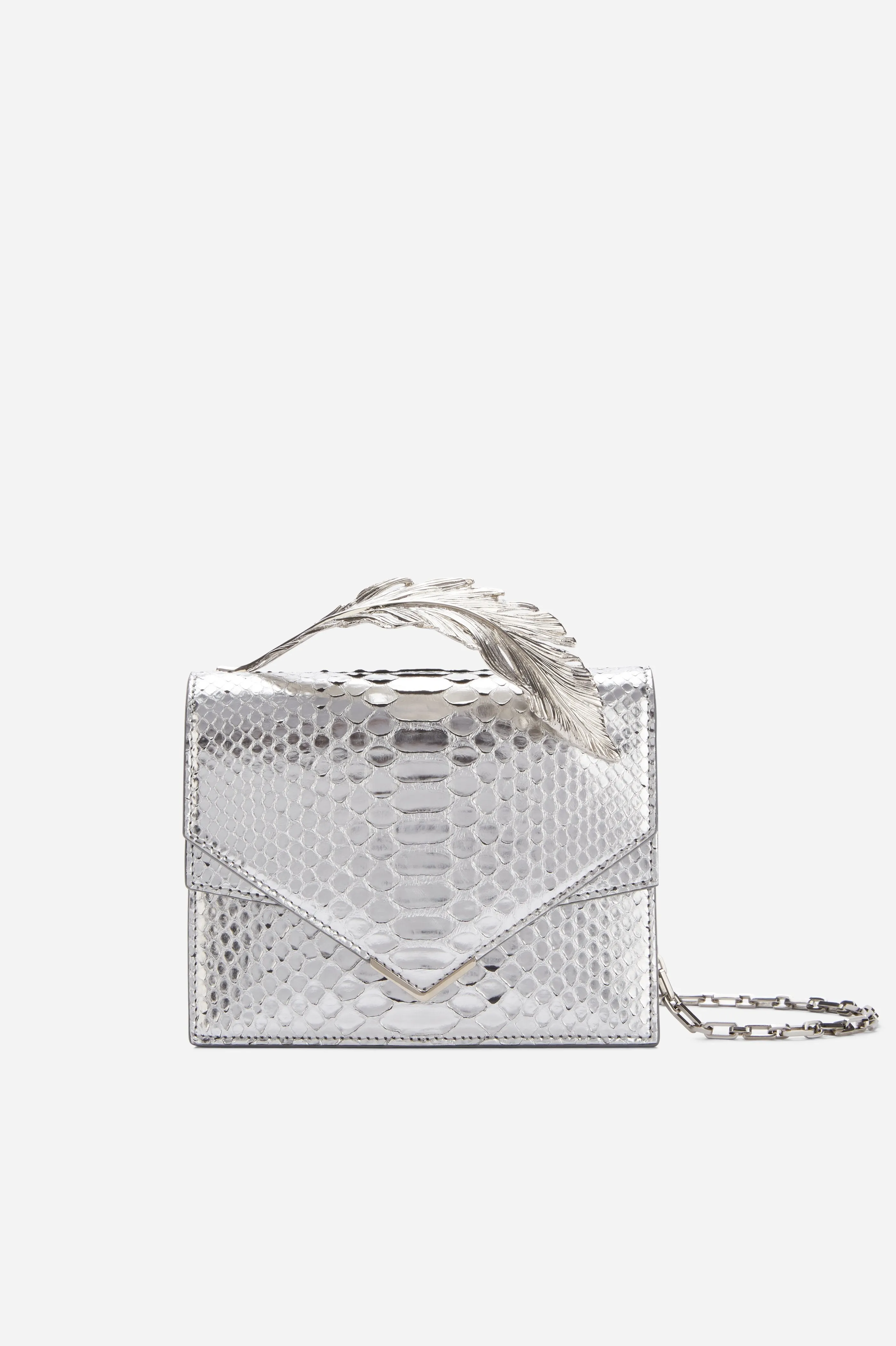 Metallic Silver Python Alina Clutch