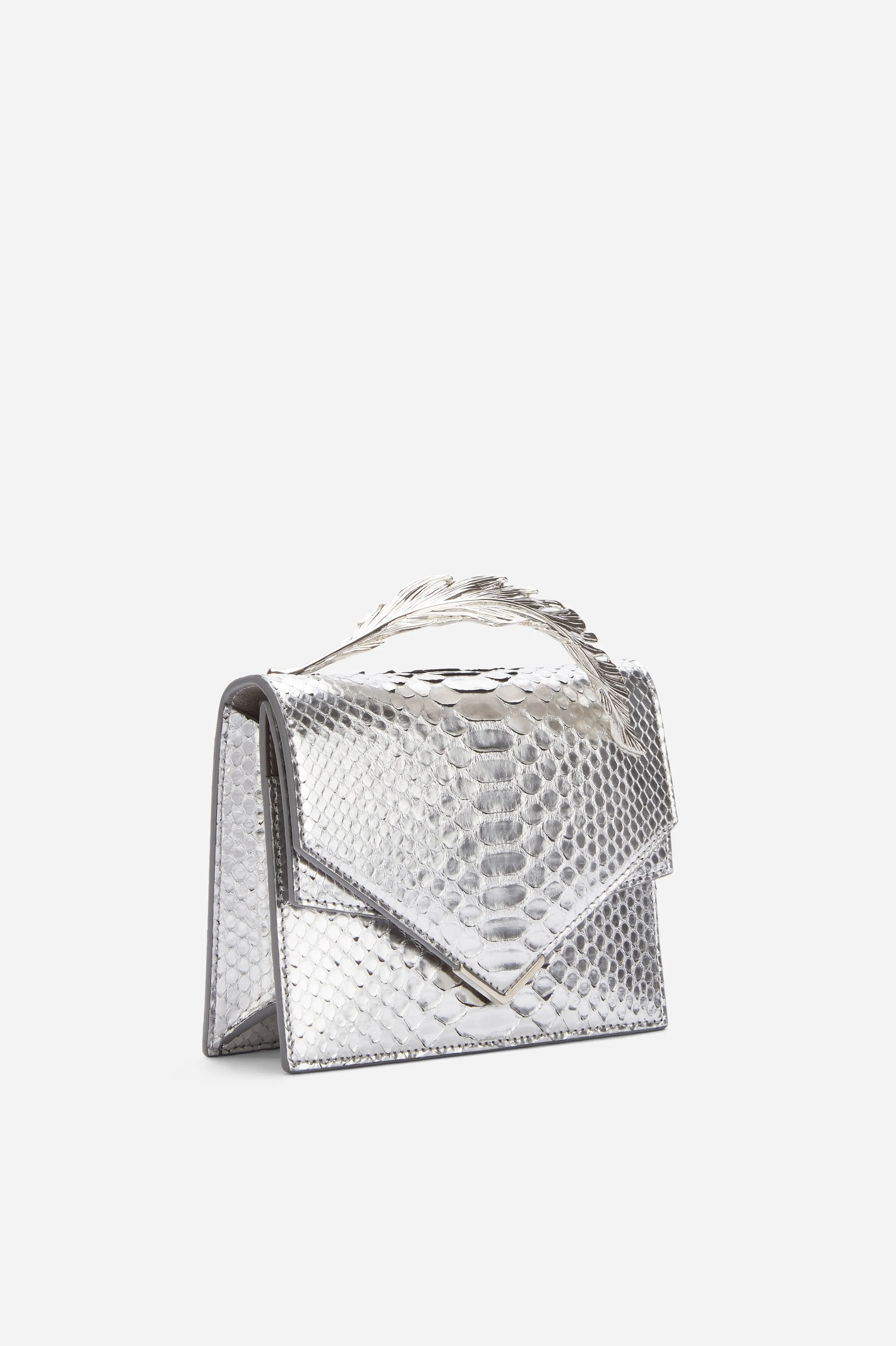 Metallic Silver Python Alina Clutch