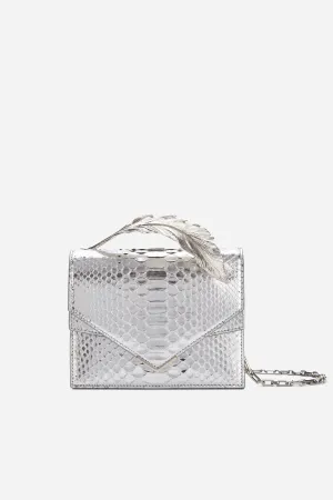 Metallic Silver Python Alina Clutch